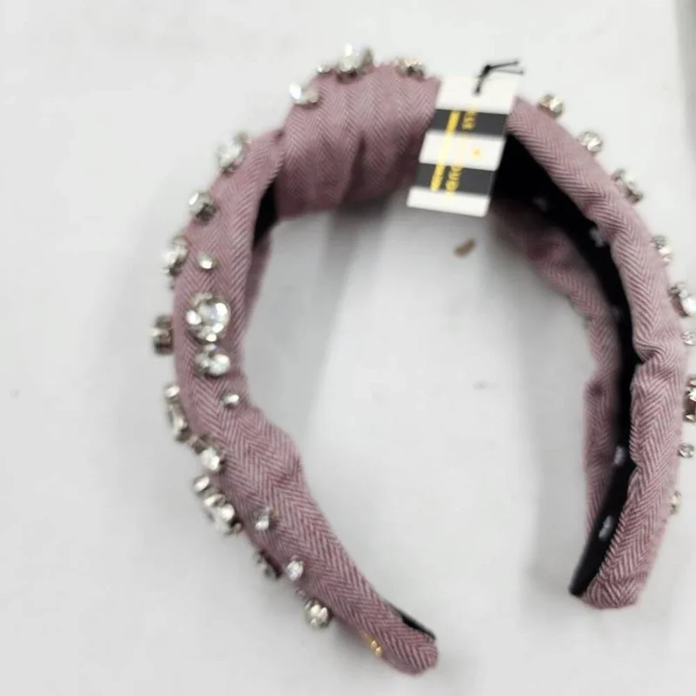 Lele Sadoughi Herringbone Embellished Knotted Headband Women's OS Red/Silver